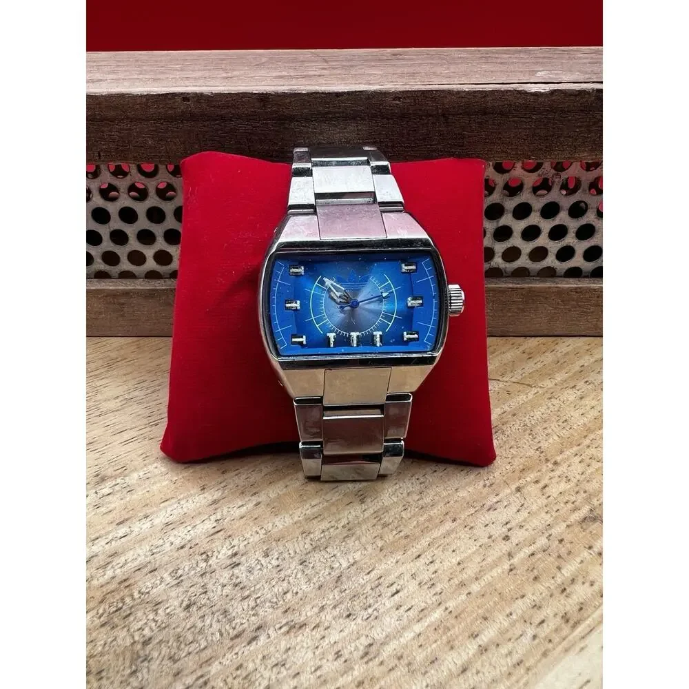 Vintage Adidas Trefoil Blue Dial Quartz Watch New Battery Running